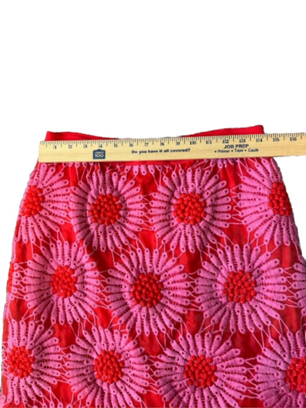 Kate Spade Red Pink Floral Print Skirt Sunburst A Line Mini Cotton Blend Work - Picture 6 of 9